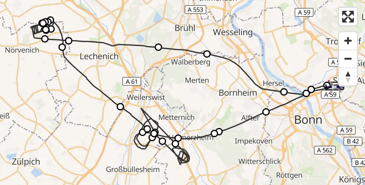 Flugroute Polizeihubschrauber Sankt Augustin - Sankt Augustin, 17 April 2026, 07:44