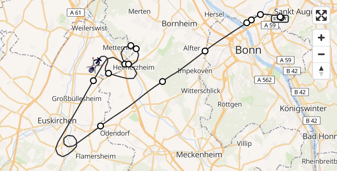 Flugroute Polizeihubschrauber Sankt Augustin - Weilerswist UL, 17 April 2026, 07:51