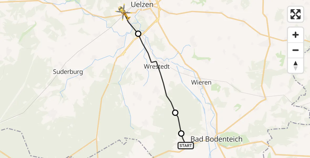 Flugroute Rettungshubschrauber Lüder - Uelzen, 17 April 2026, 07:58