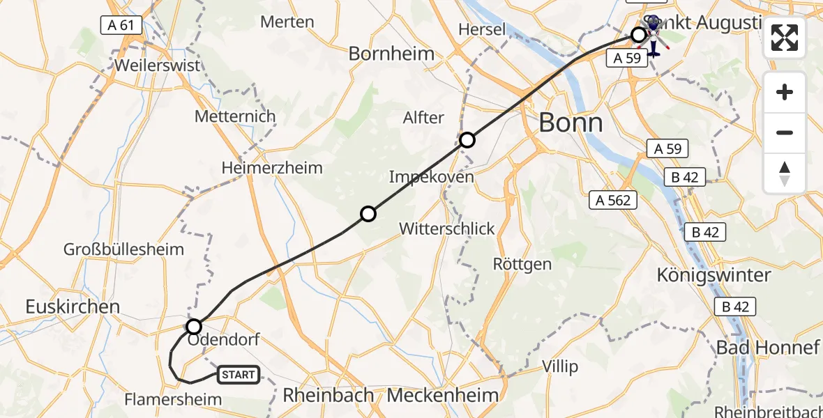 Flugroute Polizeihubschrauber Euskirchen - Sankt Augustin, 17 April 2026, 08:09