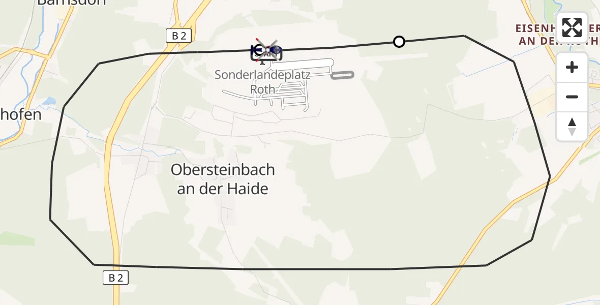 Flugroute Polizeihubschrauber Flugplatz Roth - Flugplatz Roth, 17 April 2026, 08:21