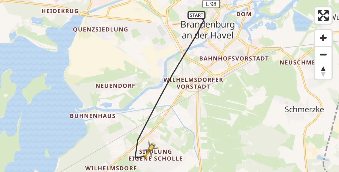 Flugroute Rettungshubschrauber Brandenburg an der Havel - Brandenburg an der Havel, 17 April 2026, 08:21