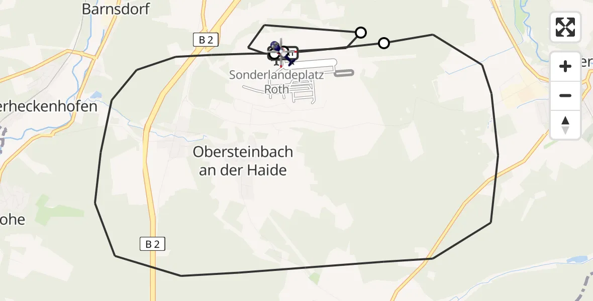 Flugroute Polizeihubschrauber Flugplatz Roth - Flugplatz Roth, 17 April 2026, 08:32