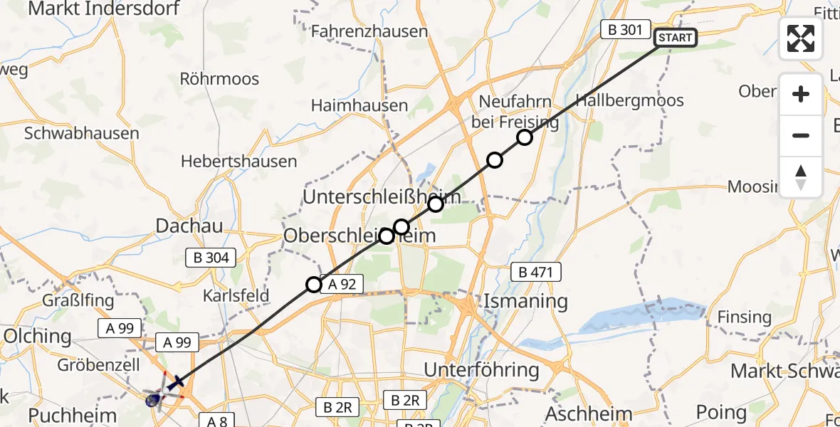 Flugroute Polizeihubschrauber München Flughafen - München, 17 April 2026, 08:48
