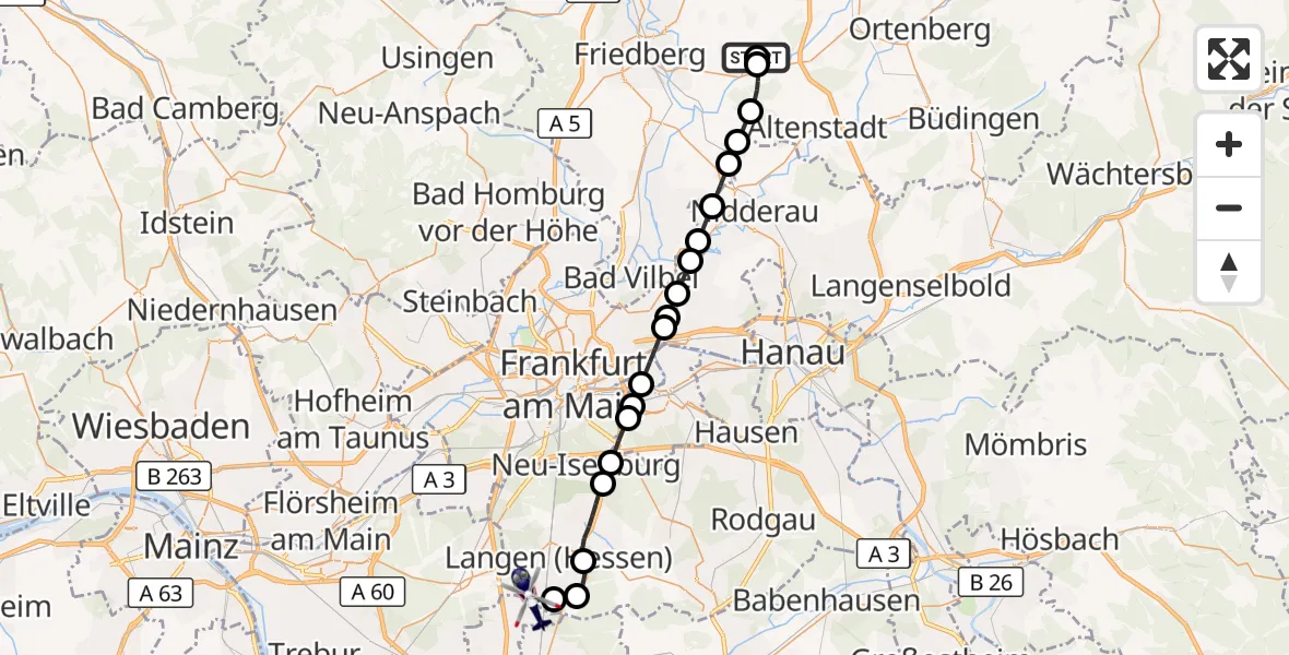 Flugroute Polizeihubschrauber Flugplatz Reichelsheim - Flughafen Frankfurt-Egelsbach, 17 April 2026, 08:56