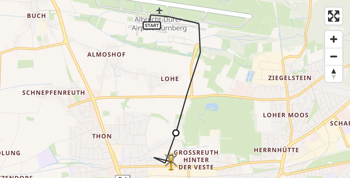 Flugroute Rettungshubschrauber Flughafen Nuremberg - Nürnberg, 17 April 2026, 09:07