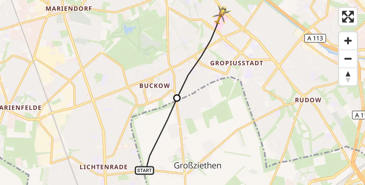 Flugroute Rettungshubschrauber Schönefeld - Berlin, 17 April 2026, 09:11