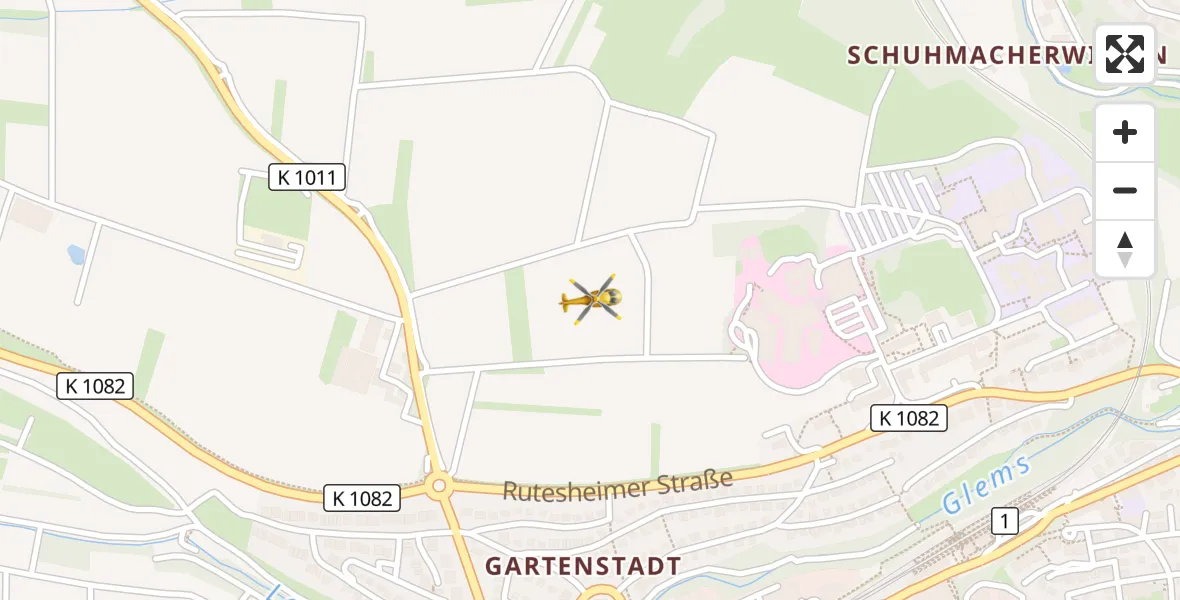 Flugroute Rettungshubschrauber Leonberg Hospital - Leonberg Hospital, 17 April 2026, 09:48