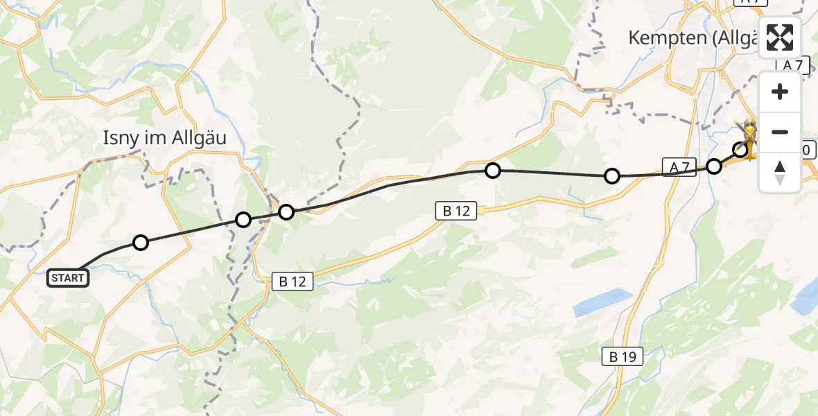 Flugroute Rettungshubschrauber Gestratz - Kempten-Durach Flugplatz, 17 April 2026, 10:28