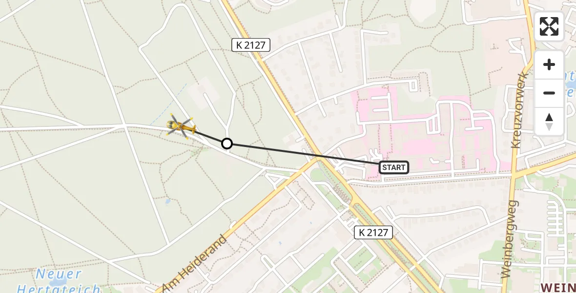Flugroute Rettungshubschrauber Halle (Saale) University Hospital - Halle (Saale), 17 April 2026, 10:30