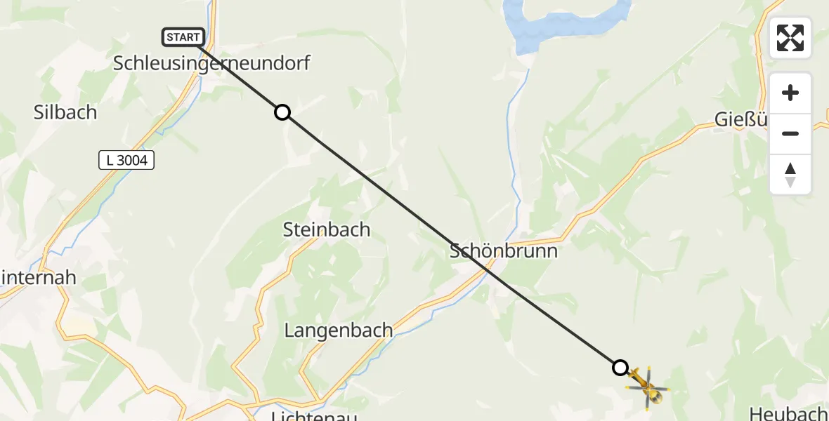 Flugroute Rettungshubschrauber Schleusingen - Masserberg, 17 April 2026, 10:47