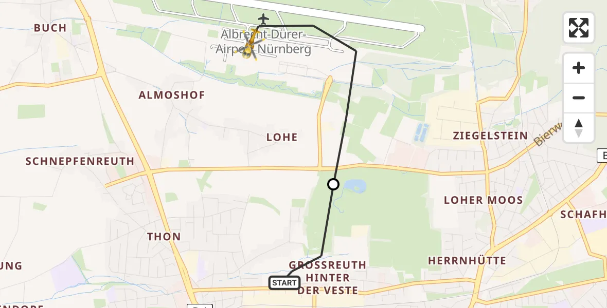 Flugroute Rettungshubschrauber Nürnberg - Flughafen Nuremberg, 17 April 2026, 10:53