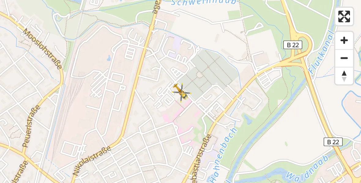 Flugroute Rettungshubschrauber Weiden Hospital - Weiden Hospital, 17 April 2026, 10:53