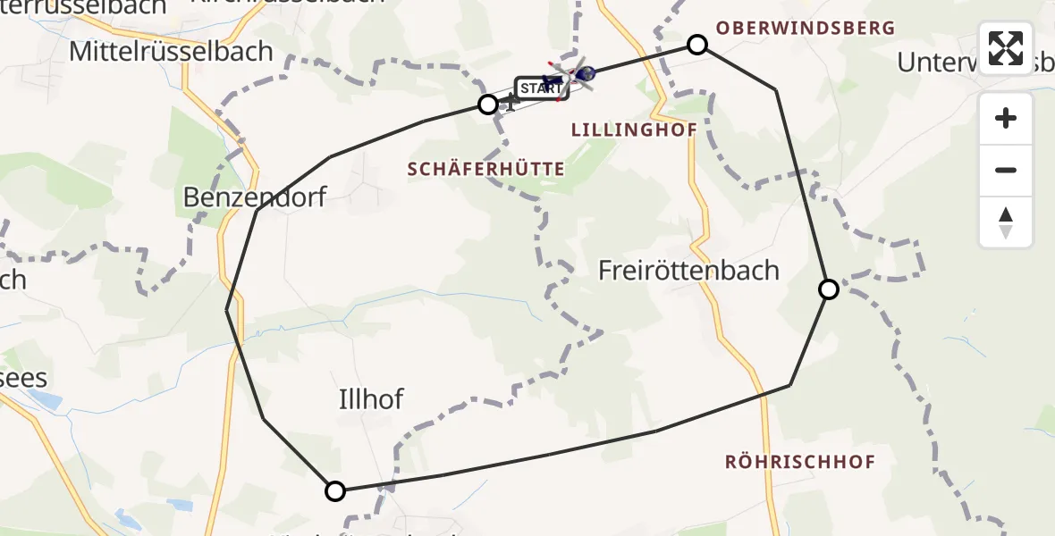 Flugroute Polizeihubschrauber Lauf-Lillinghof Flugplatz - Lauf-Lillinghof Flugplatz, 17 April 2026, 11:17