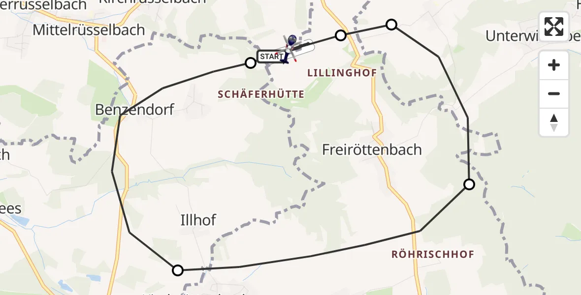 Flugroute Polizeihubschrauber Lauf-Lillinghof Flugplatz - Lauf-Lillinghof Flugplatz, 17 April 2026, 11:21