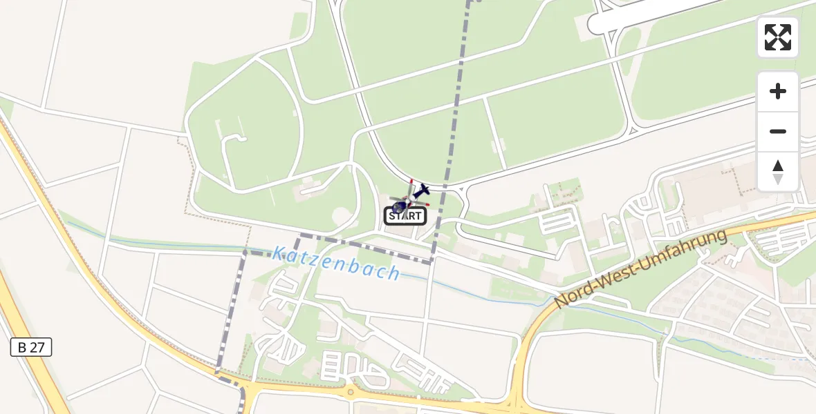 Flugroute Polizeihubschrauber Flughafen Stuttgart - Flughafen Stuttgart, 17 April 2026, 11:31