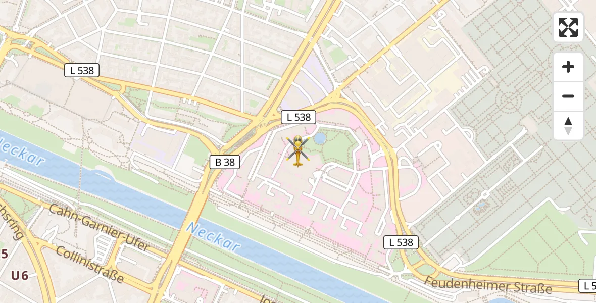 Flugroute Rettungshubschrauber Mannheim - Mannheim, 17 April 2026, 11:34