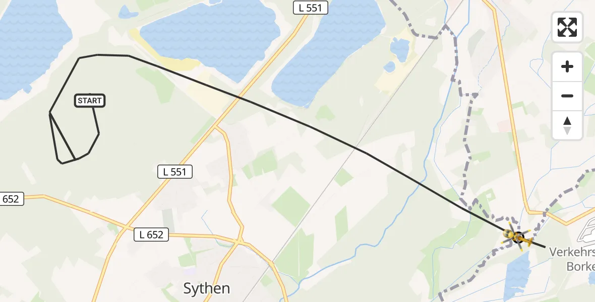 Flugroute Ambulanzhubschrauber Haltern am See - Lüdinghausen, 17 April 2026, 11:37