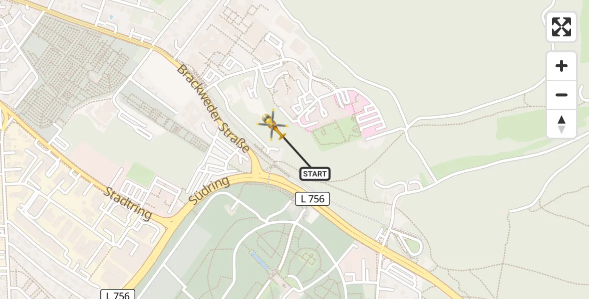 Flugroute Rettungshubschrauber Luftrettungszentrum Bielefeld - Luftrettungszentrum Bielefeld, 17 April 2026, 11:37