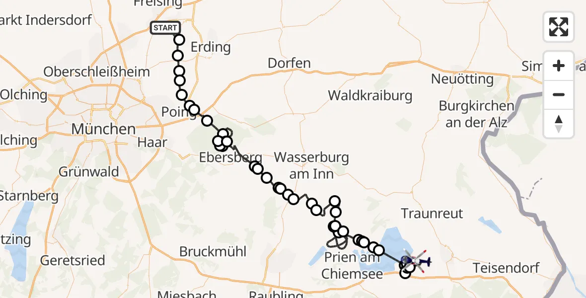 Flugroute Polizeihubschrauber München Flughafen - Grabenstätt, 17 April 2026, 11:50
