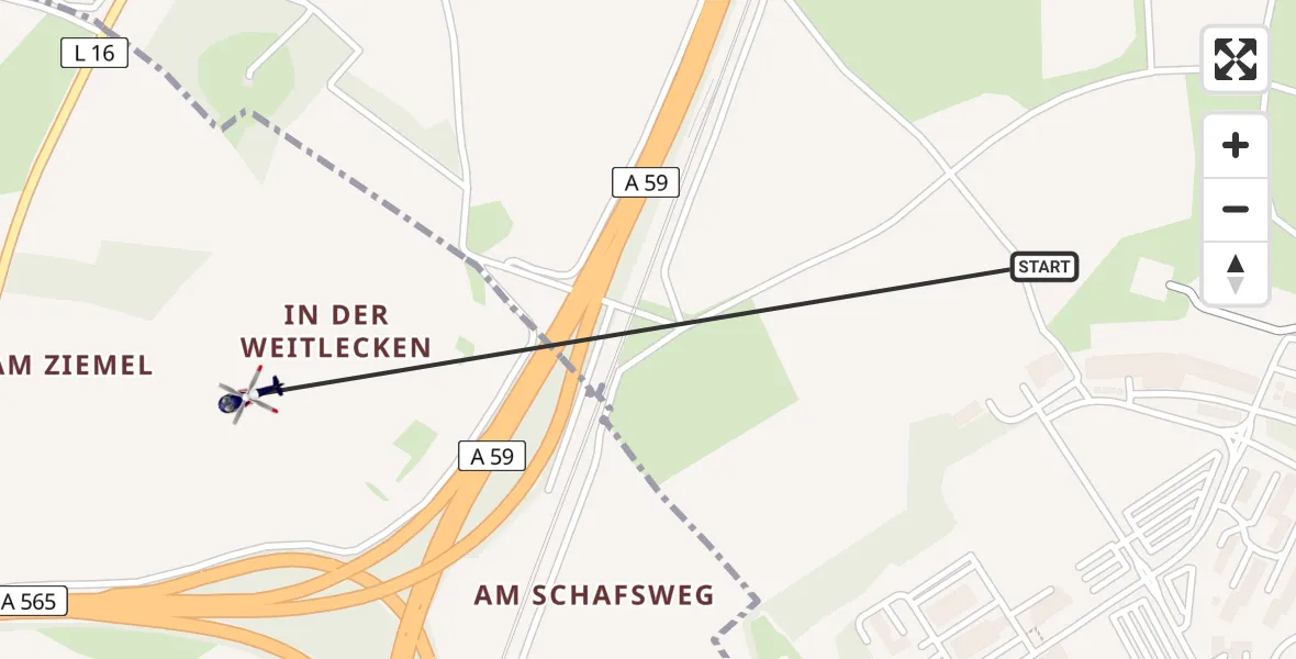 Flugroute Polizeihubschrauber Sankt Augustin - Bonn, 17 April 2026, 12:02