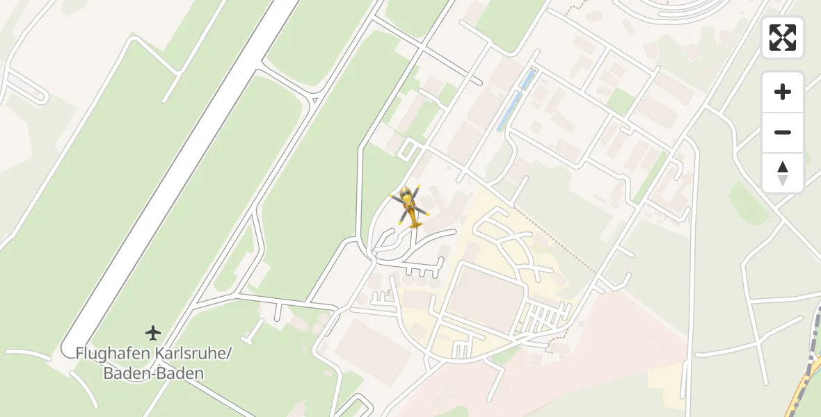 Flugroute Ambulanzhubschrauber Karlsruhe Baden-Baden Flughafen - Karlsruhe Baden-Baden Flughafen, 17 April 2026, 12:13