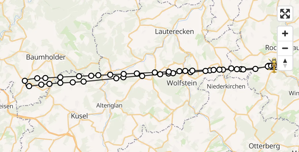 Flugroute Rettungshubschrauber Imsweiler UL - Imsweiler UL, 17 April 2026, 12:14