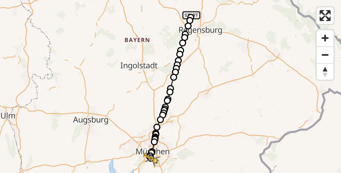 Flugroute Rettungshubschrauber Holzheim a.Forst - ADAC Air Rescue Center Hubschrauberlandeplatz (Christoph 1), 17 April 2026, 12:19