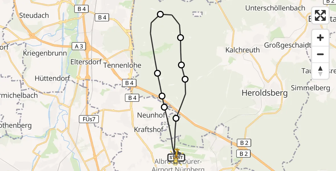 Flugroute Rettungshubschrauber Flughafen Nuremberg - Flughafen Nuremberg, 17 April 2026, 12:23