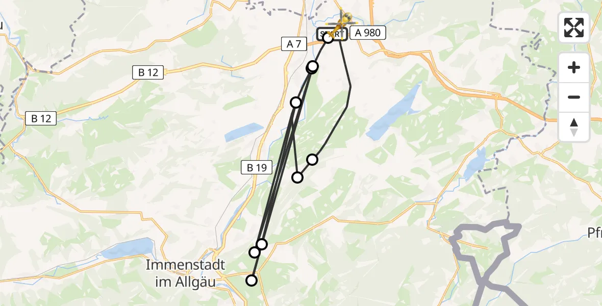 Flugroute Rettungshubschrauber Durach - Kempten-Durach Flugplatz, 17 April 2026, 13:00
