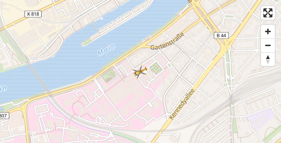 Flugroute Ambulanzhubschrauber Frankfurt University Hospital - Frankfurt University Hospital, 17 April 2026, 13:01