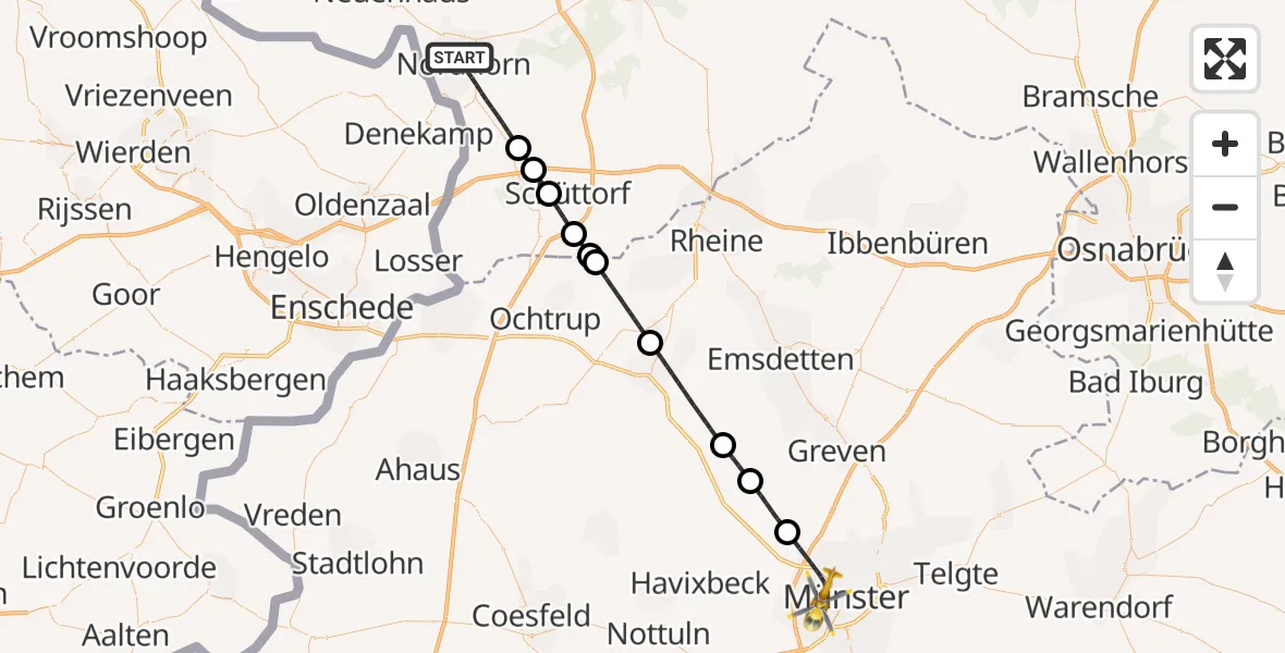Flugroute Ambulanzhubschrauber Nordhorn - Münster, 17 April 2026, 13:03