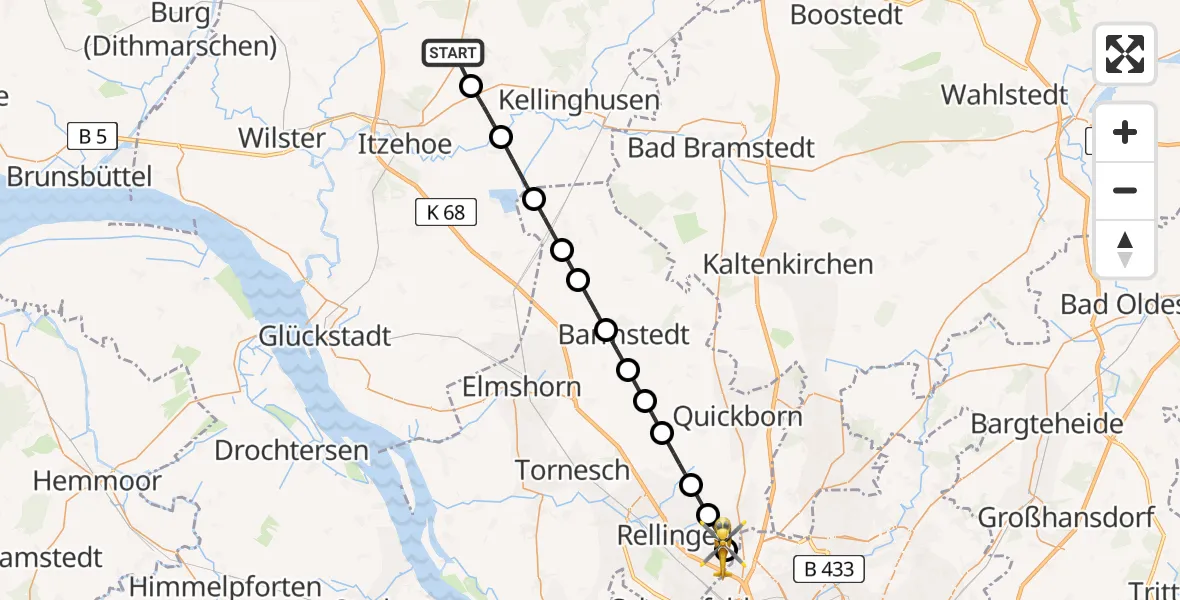Flugroute Rettungshubschrauber Hohenlockstedt - Rellingen, 17 April 2026, 13:09