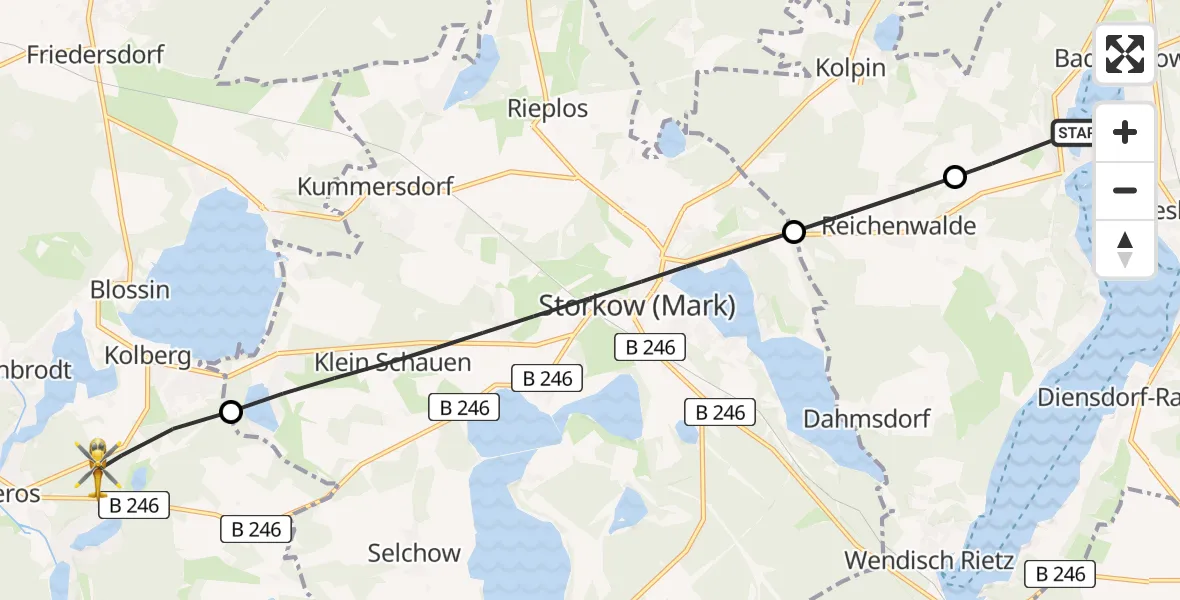 Flugroute Rettungshubschrauber Bad Saarow - Heidesee, 17 April 2026, 13:10