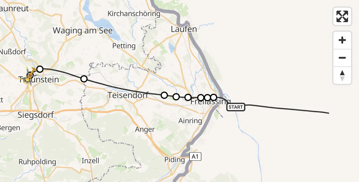 Flugroute Rettungshubschrauber Rott - Traunstein Hospital, 17 April 2026, 13:12