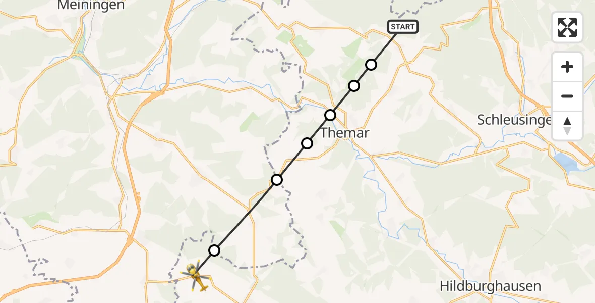 Flugroute Rettungshubschrauber Eichenberg - Römhild, 17 April 2026, 13:13