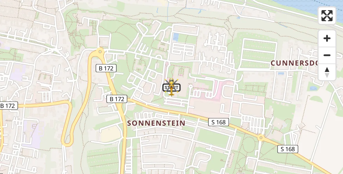 Flugroute Rettungshubschrauber Pirna Hospital - Pirna Hospital, 17 April 2026, 13:18