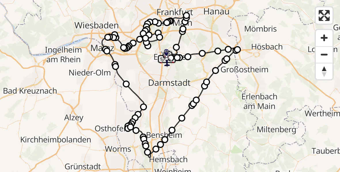 Flugroute Polizeihubschrauber Flughafen Frankfurt-Egelsbach - Flughafen Frankfurt-Egelsbach, 17 April 2026, 13:20
