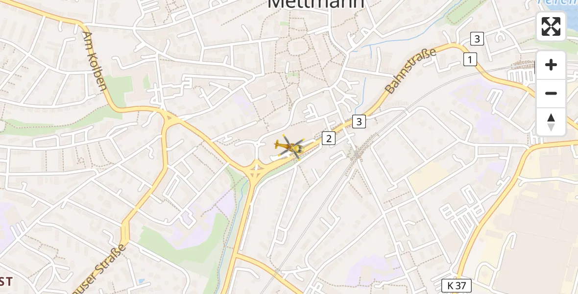 Flugroute Rettungshubschrauber Mettmann - Mettmann, 17 April 2026, 13:24