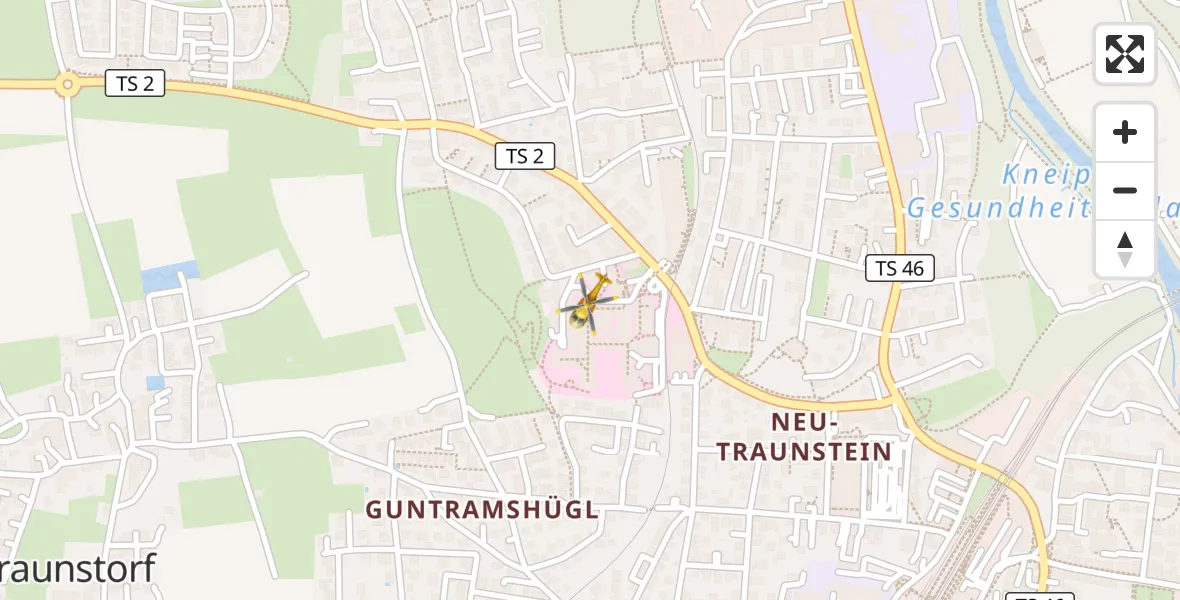 Flugroute Rettungshubschrauber Traunstein Hospital - Traunstein Hospital, 17 April 2026, 13:24