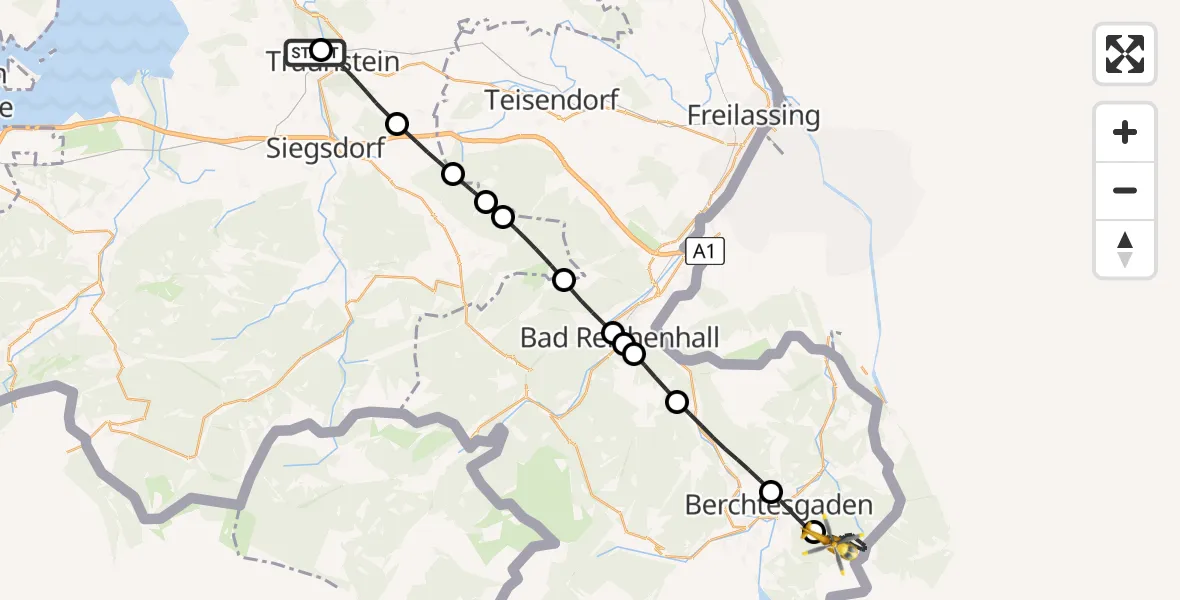 Flugroute Rettungshubschrauber Traunstein Hospital - Eck, 17 April 2026, 13:35