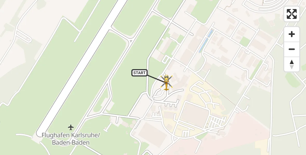 Flugroute Ambulanzhubschrauber Karlsruhe Baden-Baden Flughafen - Karlsruhe Baden-Baden Flughafen, 17 April 2026, 13:49