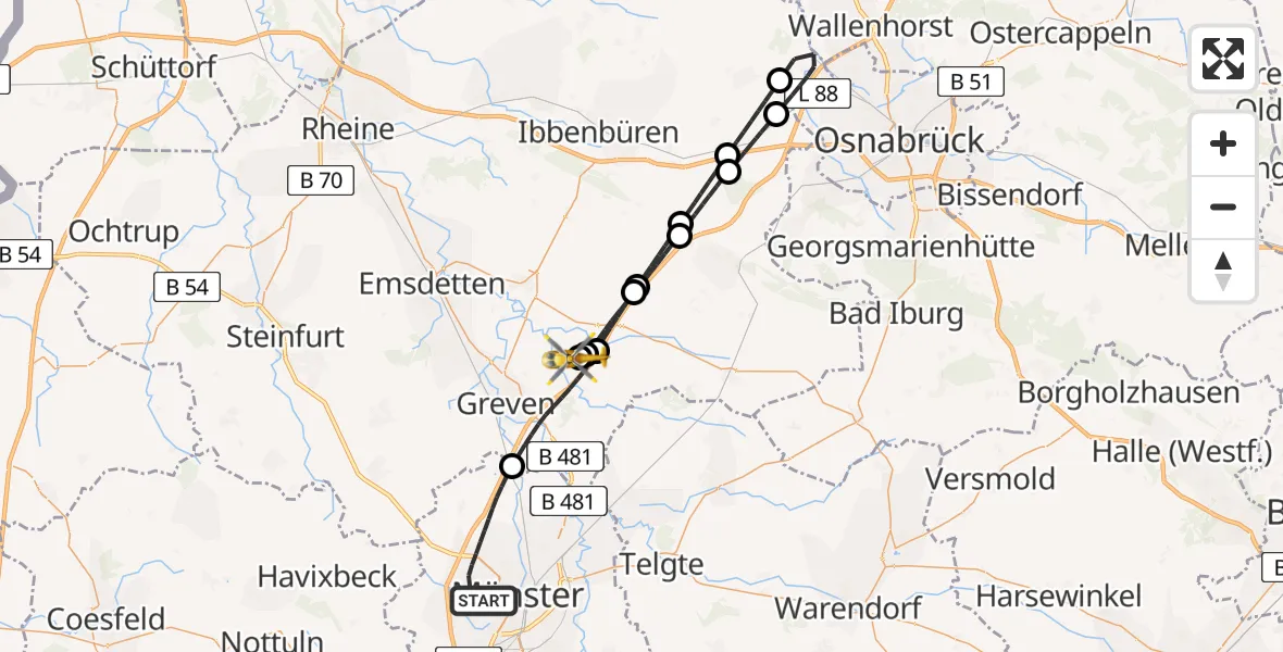 Flugroute Ambulanzhubschrauber Münster - Christoph  Westfalen-ADAC, 17 April 2026, 14:07