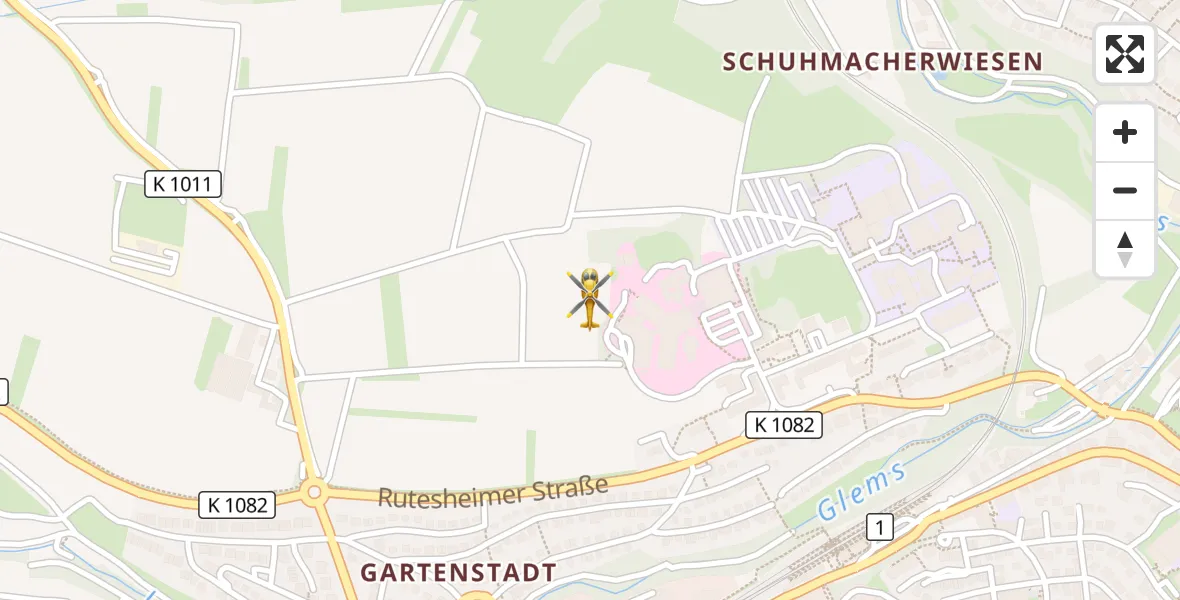 Flugroute Rettungshubschrauber Leonberg Hospital - Leonberg Hospital, 17 April 2026, 14:20