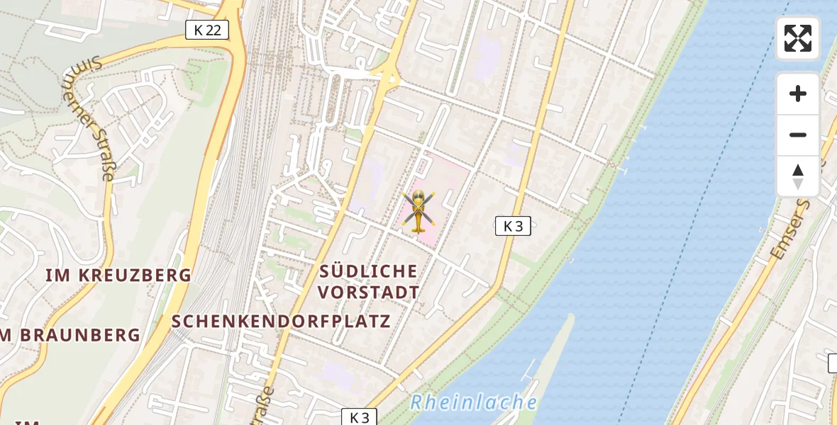 Flugroute Rettungshubschrauber Koblenz - Koblenz, 17 April 2026, 14:20