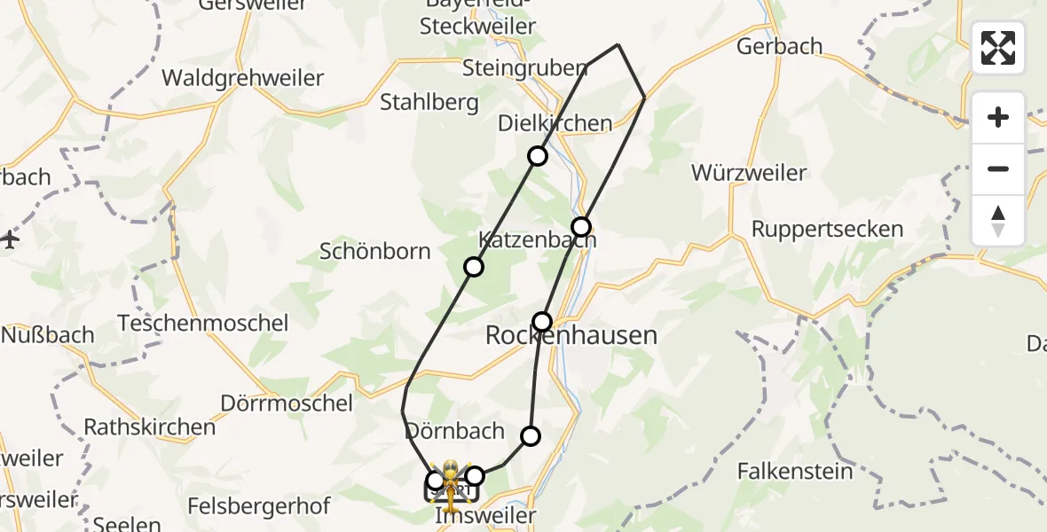 Flugroute Rettungshubschrauber Imsweiler UL - Imsweiler UL, 17 April 2026, 14:27
