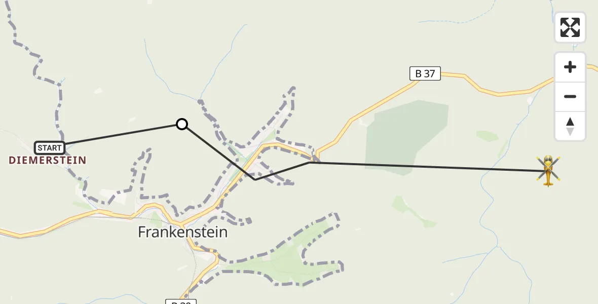 Flugroute Rettungshubschrauber Frankenstein - Bad Dürkheim, 17 April 2026, 14:37