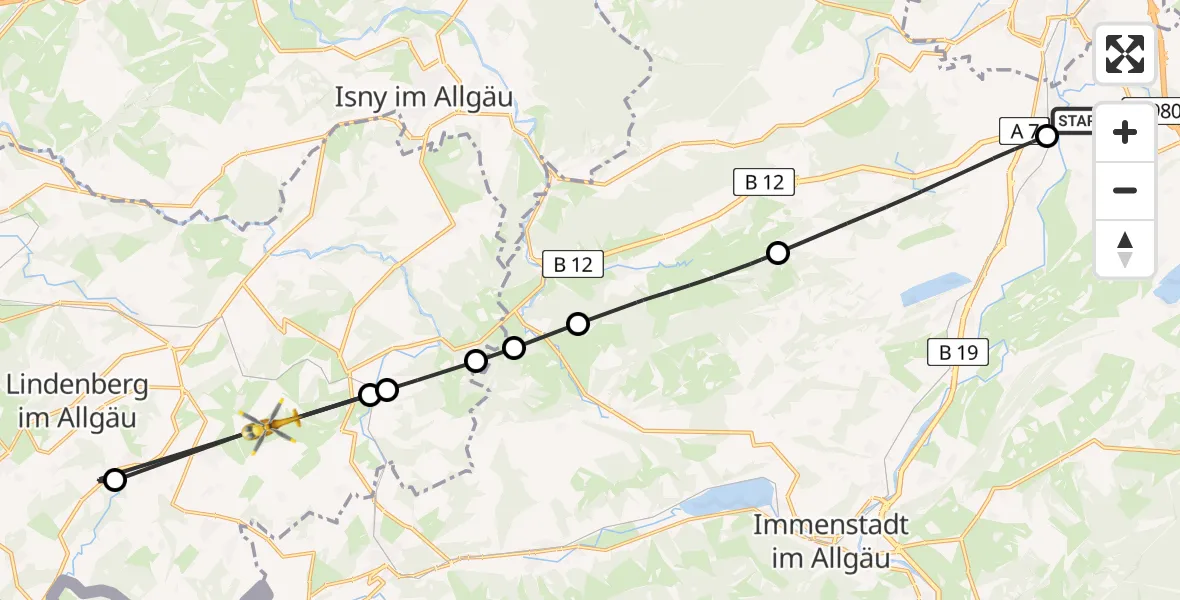 Flugroute Rettungshubschrauber Sulzberg - Stiefenhofen, 17 April 2026, 14:49