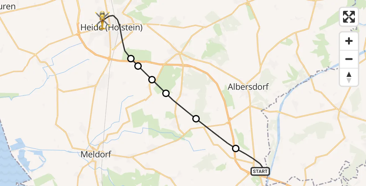 Flugroute Rettungshubschrauber Schafstedt - Heide, 17 April 2026, 14:55