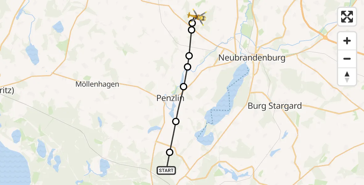 Flugroute Rettungshubschrauber Klein Vielen - Breesen, 17 April 2026, 15:00